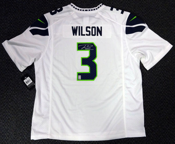 Seattle Seahawks Russell Wilson Autographed Blue Nike Elite Jersey Size 48  RW Holo Stock #60976 - Mill Creek Sports