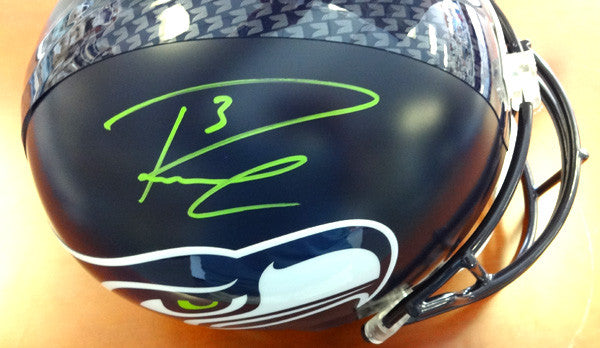 Russell Wilson Autographed Seattle Seahawks Blue Chrome Speed Full Size  Replica Helmet In Green RW Holo Stock #145779 - Mill Creek Sports