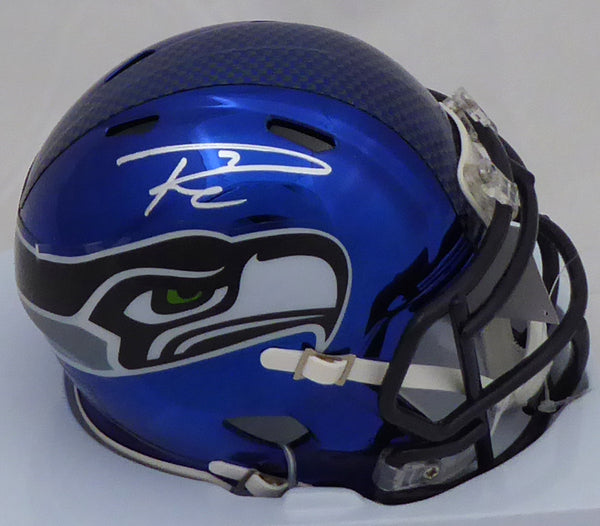 Russell Wilson Autographed Seattle Seahawks Blue Chrome Speed Mini